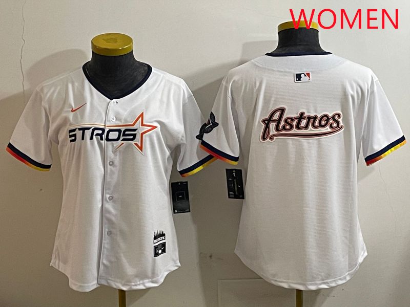Women Houston Astros Blank White three generations Joint Name Nike 2025 MLB Jersey style 16